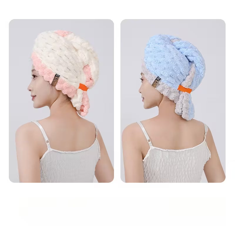 2pcs Ladies' Dry Hair Cap, Extra-large and Thick, Highly Absorbent and Quick-drying Headscarf, Wide Tail Design Coral Fleece Dry Hair Scarf