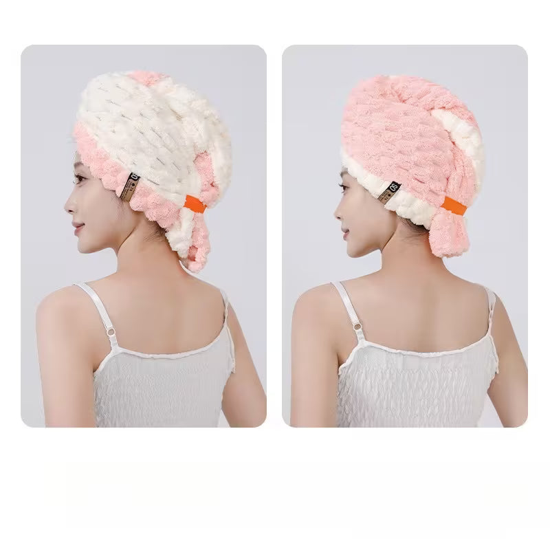 2pcs Ladies' Dry Hair Cap, Extra-large and Thick, Highly Absorbent and Quick-drying Headscarf, Wide Tail Design Coral Fleece Dry Hair Scarf
