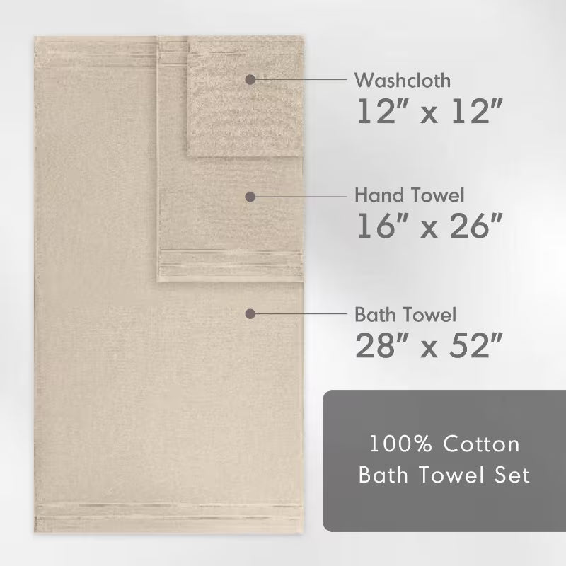 12pcs Quick Dry 100% Towel Set Beige
