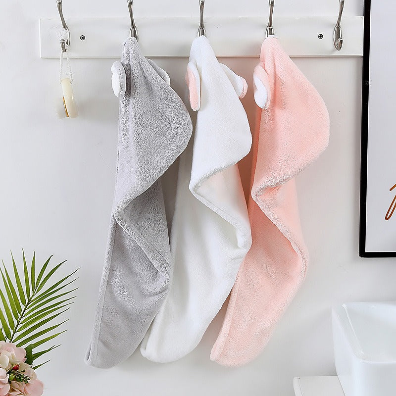 Japanese Korean Rabbit Ear Hair with Microfiber & Coral - Cute Bunny Ear Bath Suitable for, Swim Spa Shower, Anime