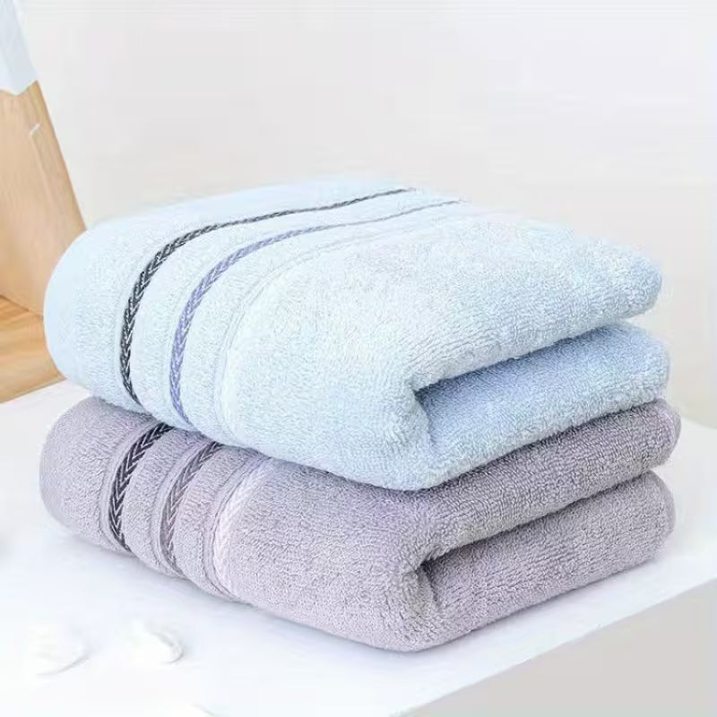 2-Pack Soft Hand Towel - Thickened, Absorbent and Skin-Friendly for Family Bathrooms, Striped Design Reinforced Edge, 12.99 'X 28.35', Modern Style