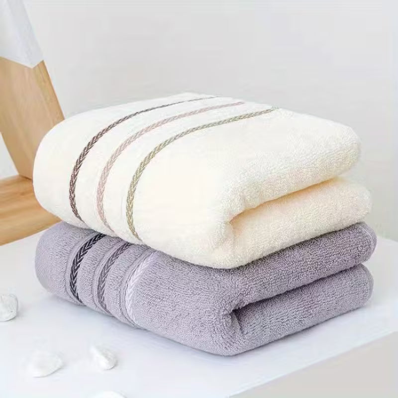 2-Pack Soft Hand Towel - Thickened, Absorbent and Skin-Friendly for Family Bathrooms, Striped Design Reinforced Edge, 12.99 'X 28.35', Modern Style