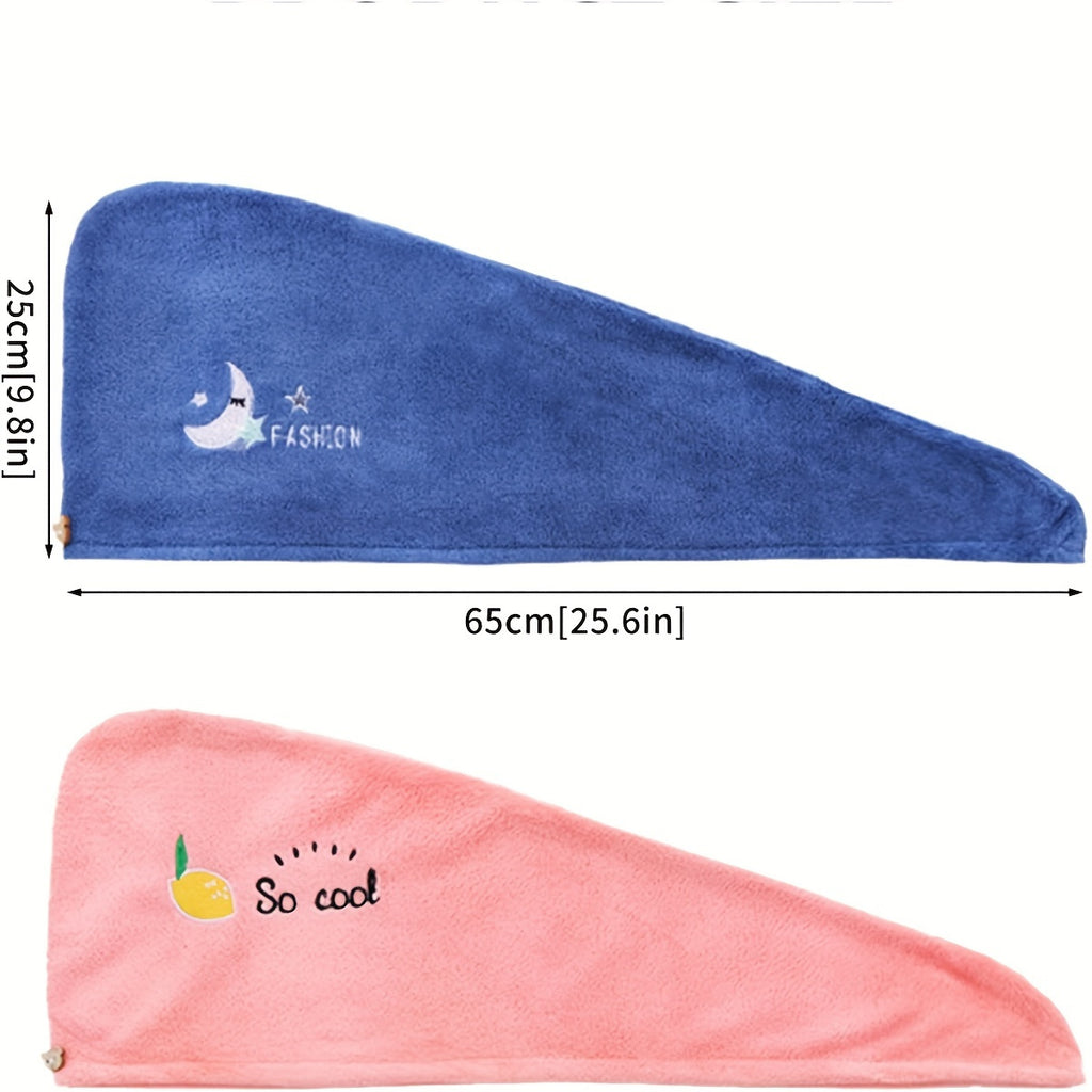 Microfiber Wrap Quick Dry Microfiber Hair Towel Wrap, 1pc | Super Absorbent Hair Drying Turban for Women, Modern Geometric-Pattern Knit Fabric, 260gsm, with Space-Themed Embroidery, for Bathroom Accessories