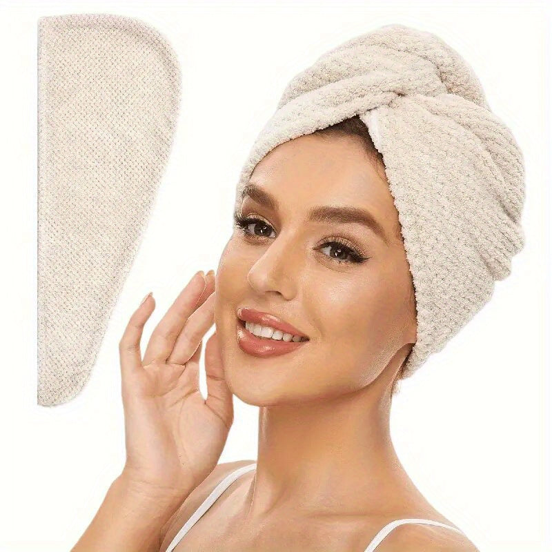 1\u002F4pcs Microfiber Hair Towel, 300GSM Soft Hair Drying Cap, Simple Solid Color Hair Towel for Bathroom, Super Absorbent Hair Wrap Towel for Curls, Anti-Frizz Hair Turban for Wet Hair, Bathroom Essentials, Bathroom Accessories