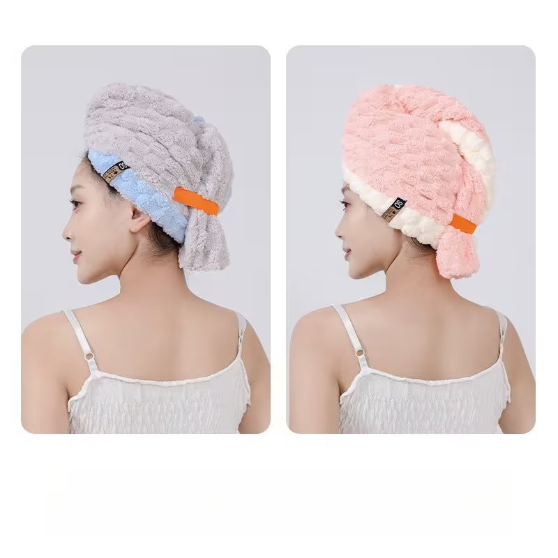 2pcs Ladies' Dry Hair Cap, Extra-large and Thick, Highly Absorbent and Quick-drying Headscarf, Wide Tail Design Coral Fleece Dry Hair Scarf
