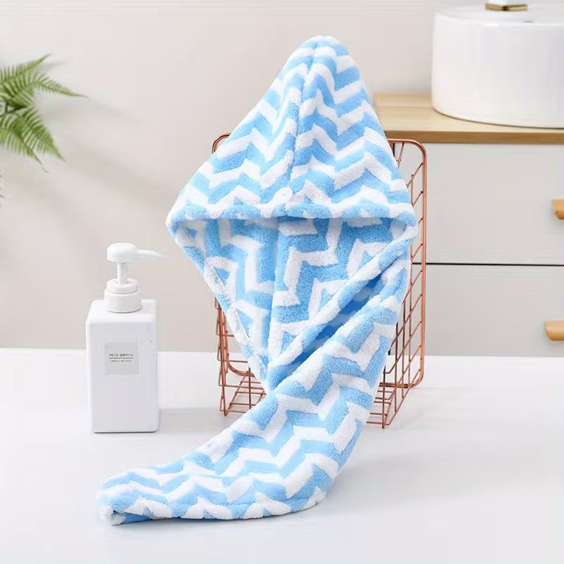 A New and Stylish Striped Dry Hair Cap, Specially Designed for Women's Hair, with Strong Water Absorption and Quick Drying Effect. A Flash, a Dry Hair Tool Suitable for All Seasons