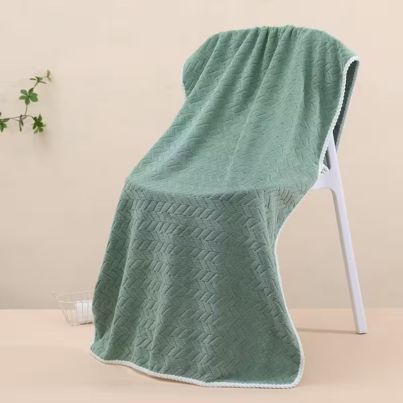 3pcs Large-sized Bath Towel Set - Extra Thick And Highly Absorbent, Soft Modern Wheat Straw And Wave Patterned Towels