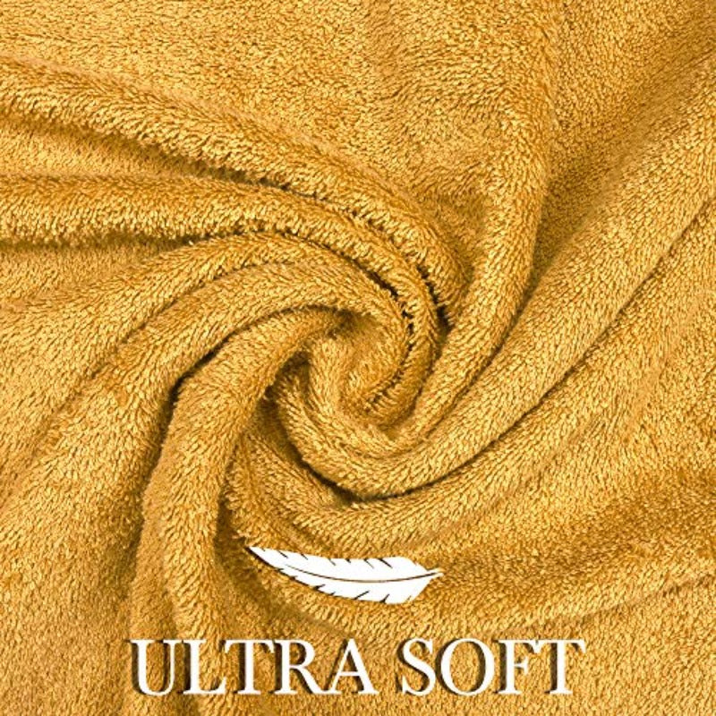Luxury Bath Towels Set-100% - 2 Bath 2 Hand and 2 Washcloths - Large Premium Thick Fluffy Absorbent Quick Dry Soft and Plush - 6pcs Luxury Bathroom Towels - Golden\u002Fgold