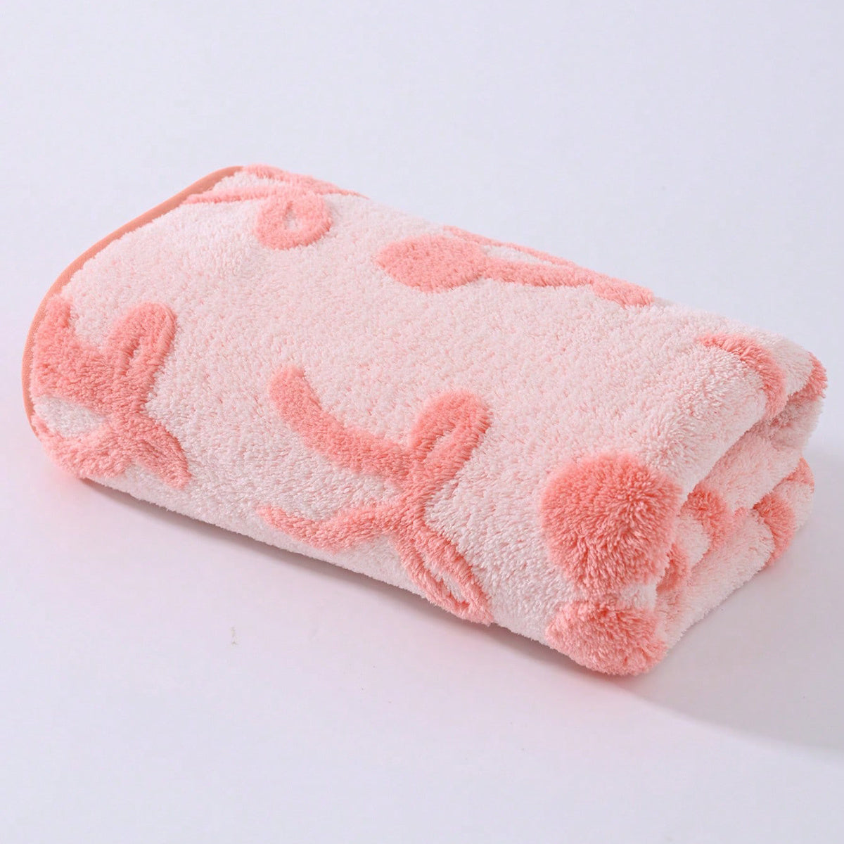 Luxury | Quick-Dry 4pcs Luxury Quick-Dry Soft Bath Towel & Hand Towel | Cherry & Bow Pattern, Small Sizes, Modern Decorative Towel Set