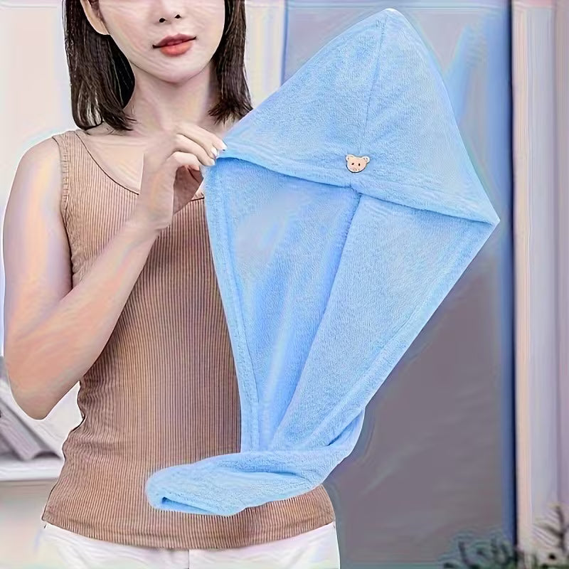4pcs of Women's fine fiber single layer hair towel, with button design, suitable for wet hair, long curly hair, soft hair drying towel, Quick Dry Hair Wrap, Elegant Hair Accessory, Modern Hair Towel, Microfiber Hair Towel, Lightweight Hair Wrap, Hair