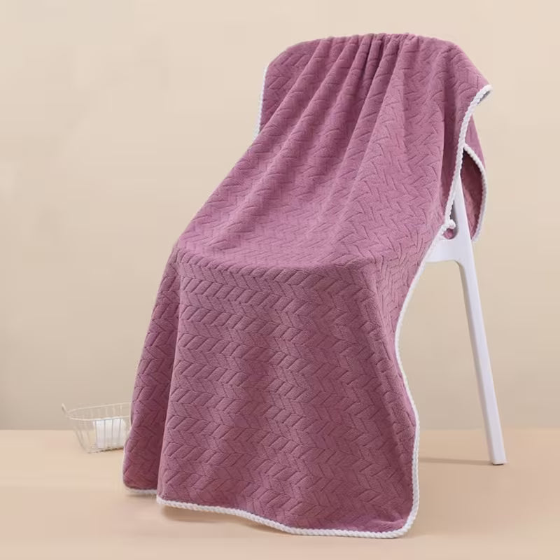 3pcs Large-sized Bath Towel Set - Extra Thick And Highly Absorbent, Soft Modern Wheat Straw And Wave Patterned Towels