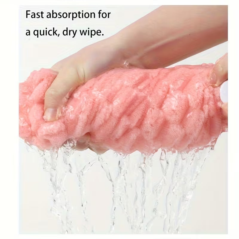 2pcs (1 Dry Hair Towel+1 Dry Hair Cap) Double-layer Dual Color Thick Coral Fleece Dry Hair Cap, Headscarf, Cute Bow Dry Hair Cap