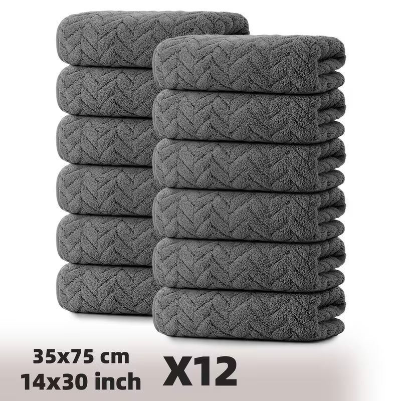 12 Pack Of Super Absorbent And Quick Drying Towels, Featuring Premium Wheat Ear Patterns That Absorb Water And Dry Quickly