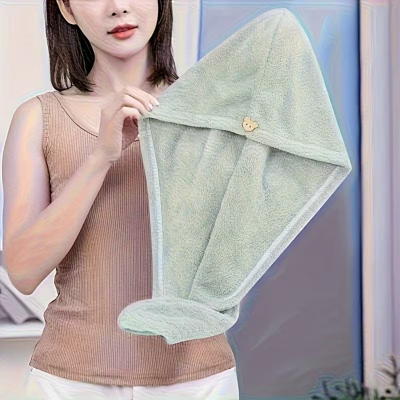 4pcs of Women's fine fiber single layer hair towel, with button design, suitable for wet hair, long curly hair, soft hair drying towel, Quick Dry Hair Wrap, Elegant Hair Accessory, Modern Hair Towel, Microfiber Hair Towel, Lightweight Hair Wrap, Hair