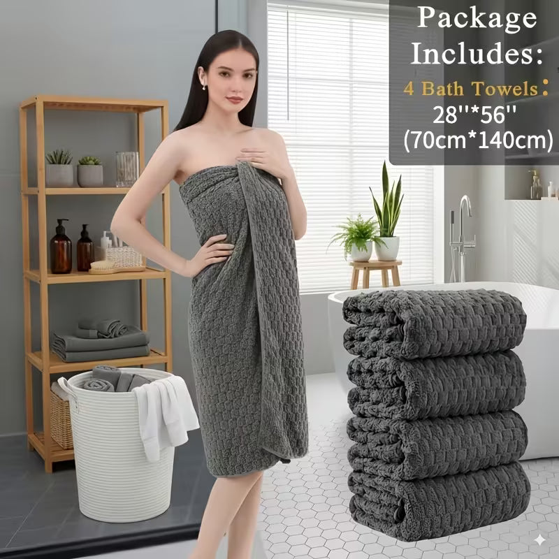 5pcs Extra Large Bath Towel Set - 28"x56" Oversized Microfiber Bath Towels, Ultra-Soft Quick-Dry, Multi-Color Combo - Luxury Spa-Quality Bath Towels