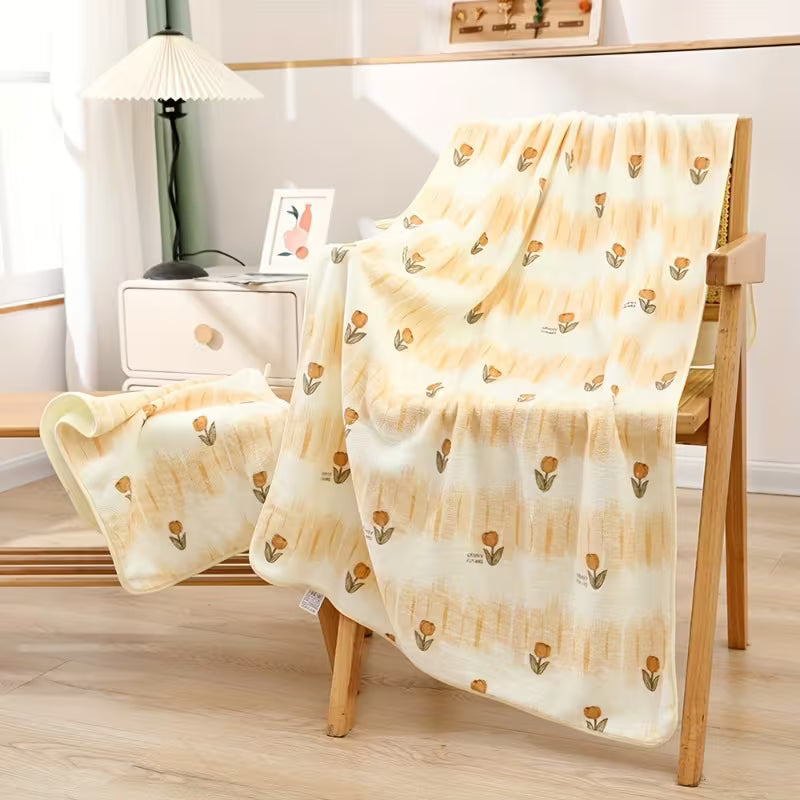 2pcs Floral Adult Bath Towel Set, Spring Tulip Bathroom Towel Set, Coral Fleece Absorbent And Soft Complete Bath Towel Set, Household Hand Towel