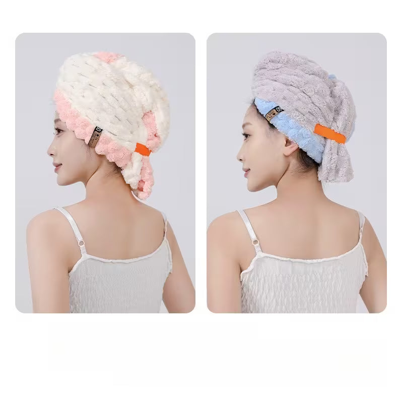2pcs Ladies' Dry Hair Cap, Extra-large and Thick, Highly Absorbent and Quick-drying Headscarf, Wide Tail Design Coral Fleece Dry Hair Scarf