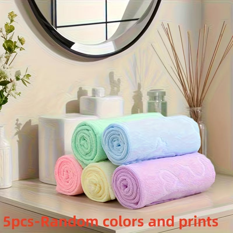 5pcs Set 28.0inch X 12.0inch Cartoon Bear Floral Embossed Towel, Soft Absorbent Quick-Drying Hand Towel, Premium Gift Towel for Men and Women, Essential for Bathroom and Home, Dual Use for Living Room and Bedroom, Space-Themed Material, Each 7.05oz