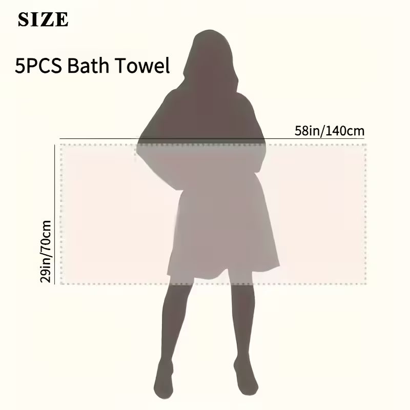 5pcs Extra Large Bath Towel Set - 28"x56" Oversized Microfiber Bath Towels, Ultra-Soft Quick-Dry, Multi-Color Combo - Luxury Spa-Quality Bath Towels