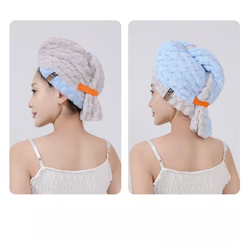 2pcs Ladies' Dry Hair Cap, Extra-large and Thick, Highly Absorbent and Quick-drying Headscarf, Wide Tail Design Coral Fleece Dry Hair Scarf