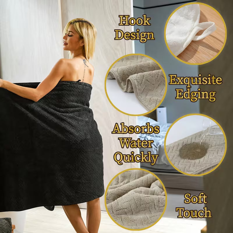 Set of 4 Oversized Bath Towels Measuring 90 by 190 Cm (35.4 by 75 Inches), Made from Ultra-Fine Fiber Material. These Fluffy, Solid-Colored Towels Offer Excellent Absorbency And Are Soft And Comfortable