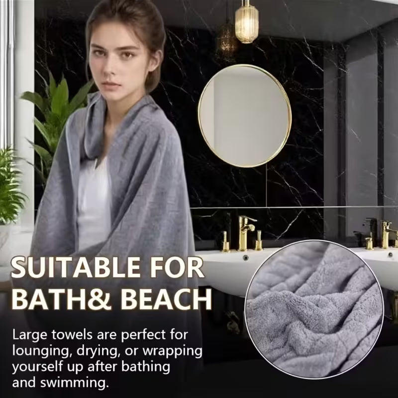 3pcs Large-sized Bath Towel Set - Extra Thick And Highly Absorbent, Soft Modern Wheat Straw And Wave Patterned Towels