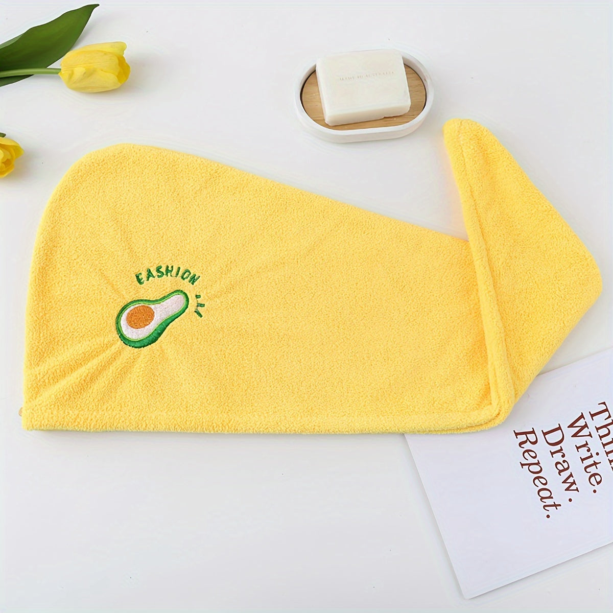 Microfiber Wrap Quick Dry Microfiber Hair Towel Wrap, 1pc | Super Absorbent Hair Drying Turban for Women, Modern Geometric-Pattern Knit Fabric, 260gsm, with Space-Themed Embroidery, for Bathroom Accessories