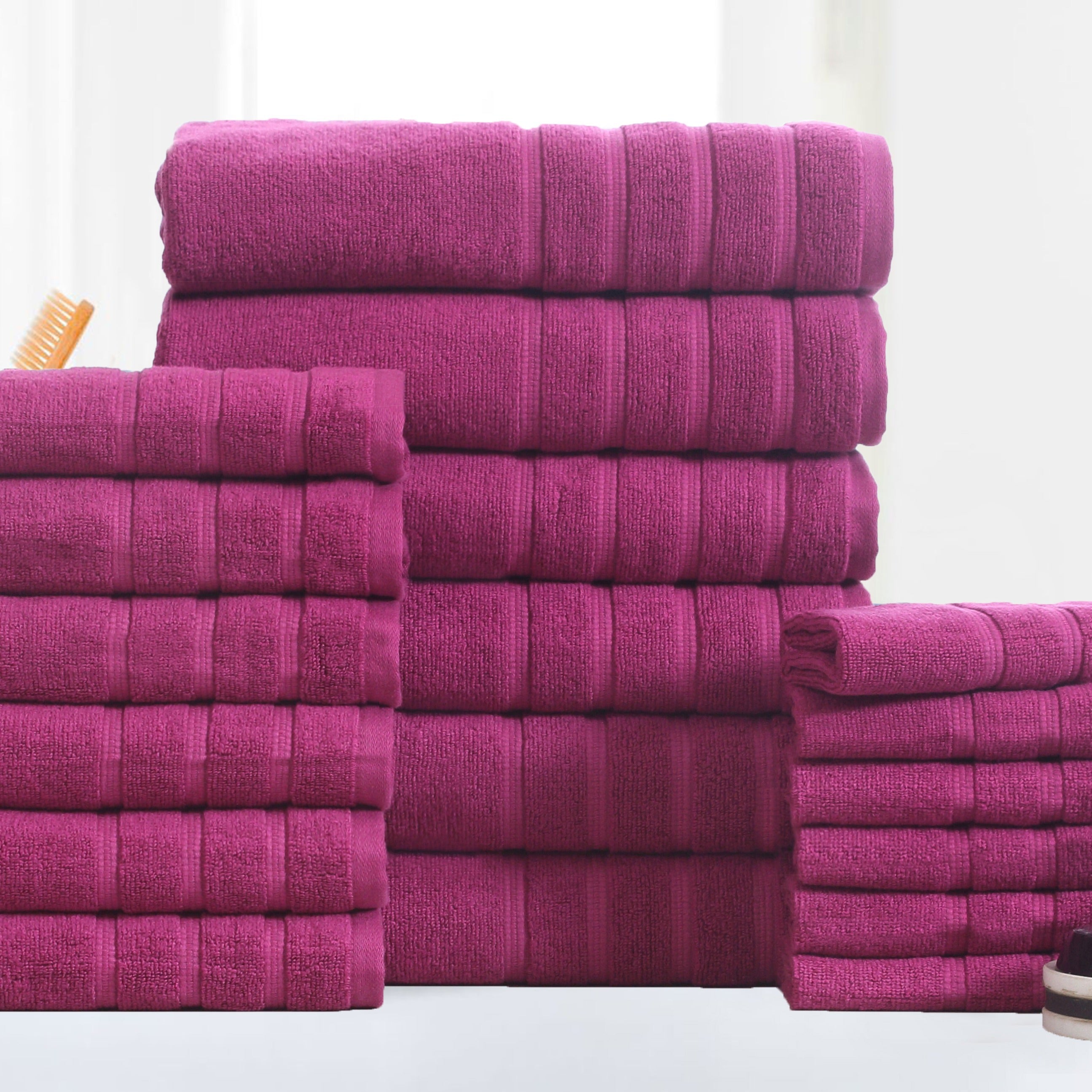 18-Piece Zero Twist Egyptian Cotton Towel Set – Luxury Bath Towels, Hand Towels & Washcloths – Ultra Soft, Absorbent, 650 GSM Spa Quality