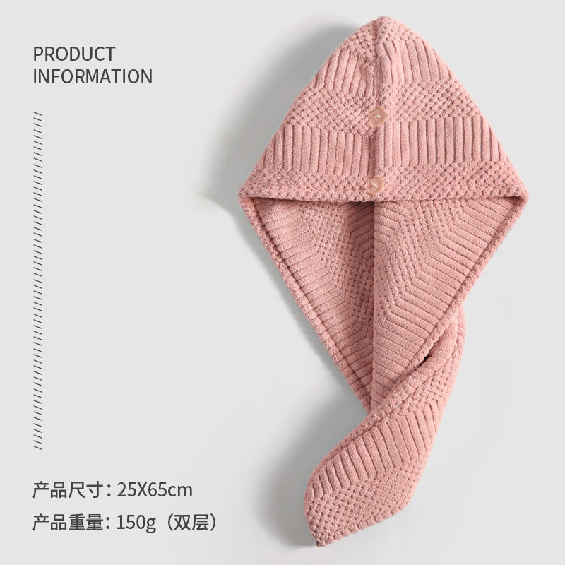 2026 New Auspicious Grid Water-Absorbing Dry Hair Cap | Fabric, Quick Drying, Curl Enhancing, Ideal for Household Use, Does Not Harm Hair