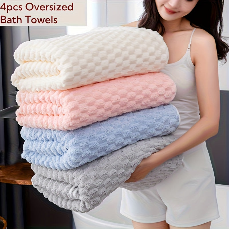4-Pack Cloud Pattern Bath Towels | 27.56x55.12 inch, Soft, Absorbent, Non-Shedding Microfiber, Ideal for Hotels, Travel, Outdoor Activities, Home Use, Bathing & Facial Cleansing, Wash Cloths