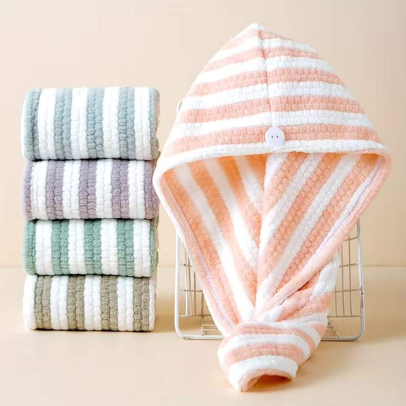1pc of Rice Grain Super Absorbent Thickened Dry Hair Towel Cap, Women's Soft and Skin-friendly Household Hair Cap