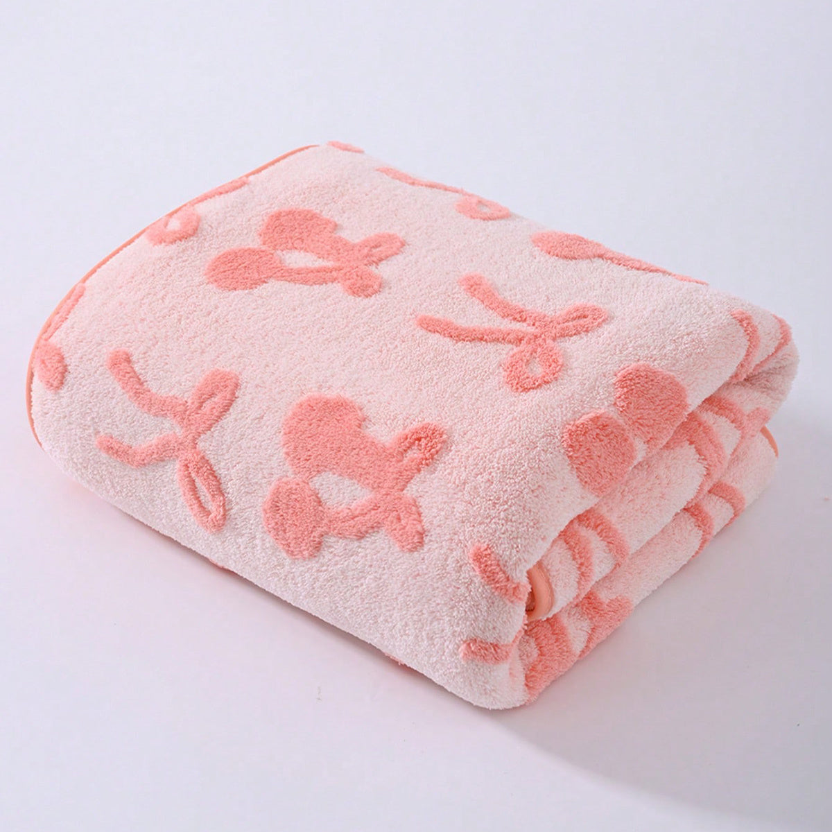 Luxury | Quick-Dry 4pcs Luxury Quick-Dry Soft Bath Towel & Hand Towel | Cherry & Bow Pattern, Small Sizes, Modern Decorative Towel Set