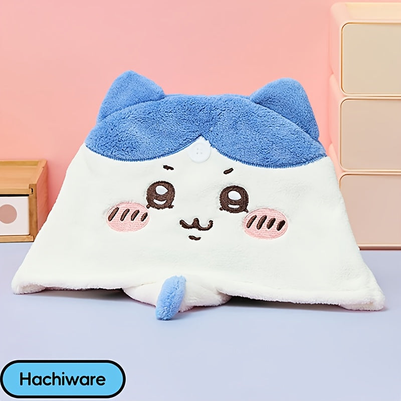 1pc MINISO 1pc Chiikawa, Usagi & Hachiware Plush Drying Cap - Thickened Aseptic 3D Hair Cap Suitable for s, Cute Anime Character Hair Dryer Accessory