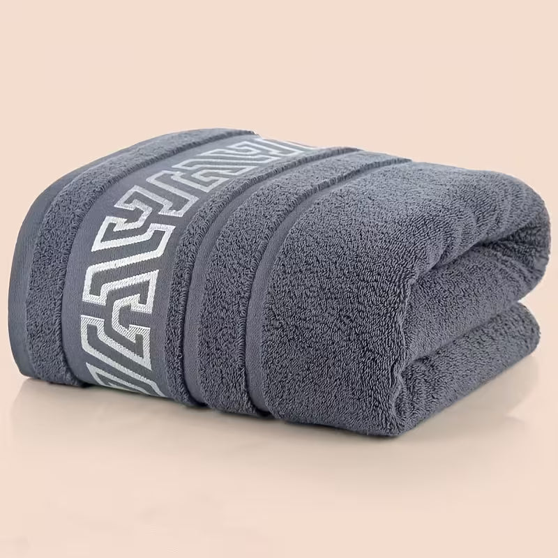 A Quick-Dry Towel - Thick And Soft Towels for SPA, Gym, And Bathroom, Suitable for Adults - Heavy Rectangular Shape - Gray/White/Black Geometric Pattern - Perfect for After Showering, Swimming, And Body Care, Men'S Towel, Hand Towel