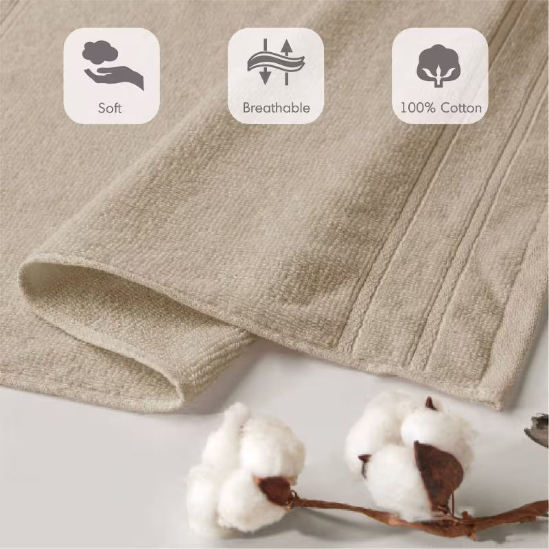 12pcs Quick Dry 100% Towel Set Beige