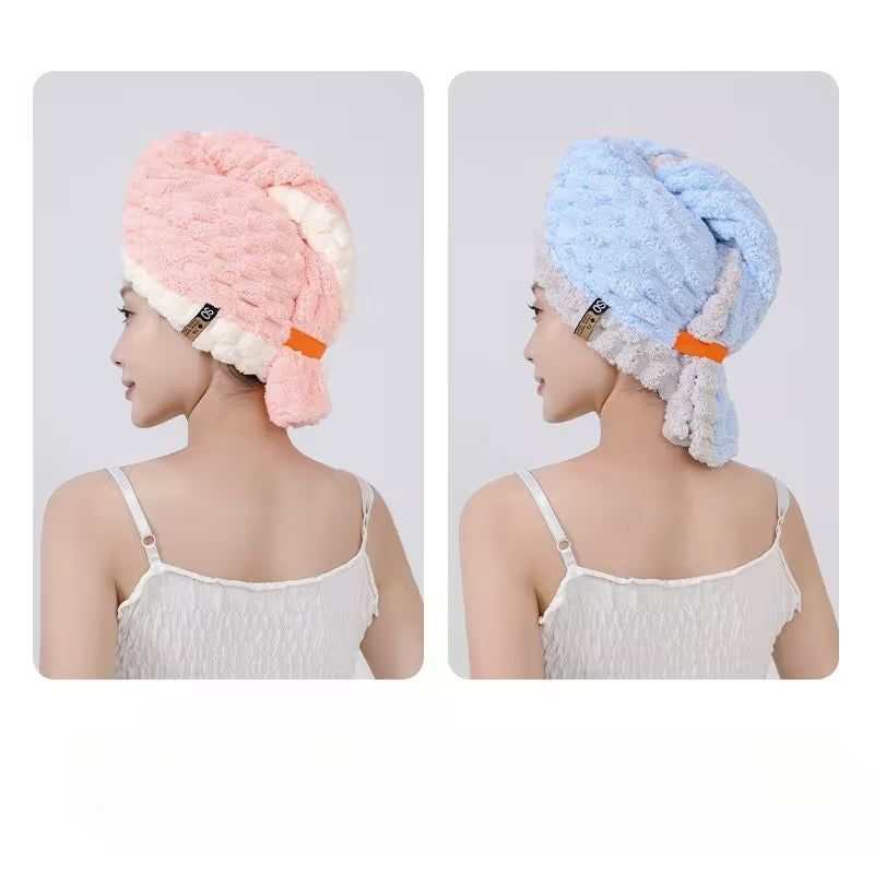 2pcs Ladies' Dry Hair Cap, Extra-large and Thick, Highly Absorbent and Quick-drying Headscarf, Wide Tail Design Coral Fleece Dry Hair Scarf