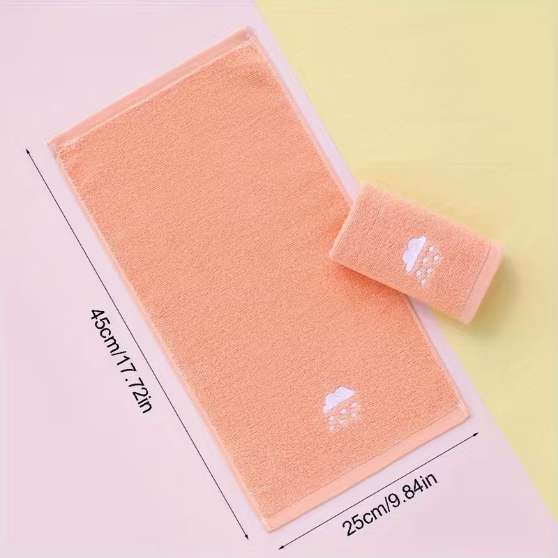 Set of 4 Cotton Face Towels with Weather Patterns, Soft And Absorbent for Everyday Use