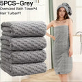 5pcs Extra Large Bath Towel Set - 28"x56" Oversized Microfiber Bath Towels, Ultra-Soft Quick-Dry, Multi-Color Combo - Luxury Spa-Quality Bath Towels