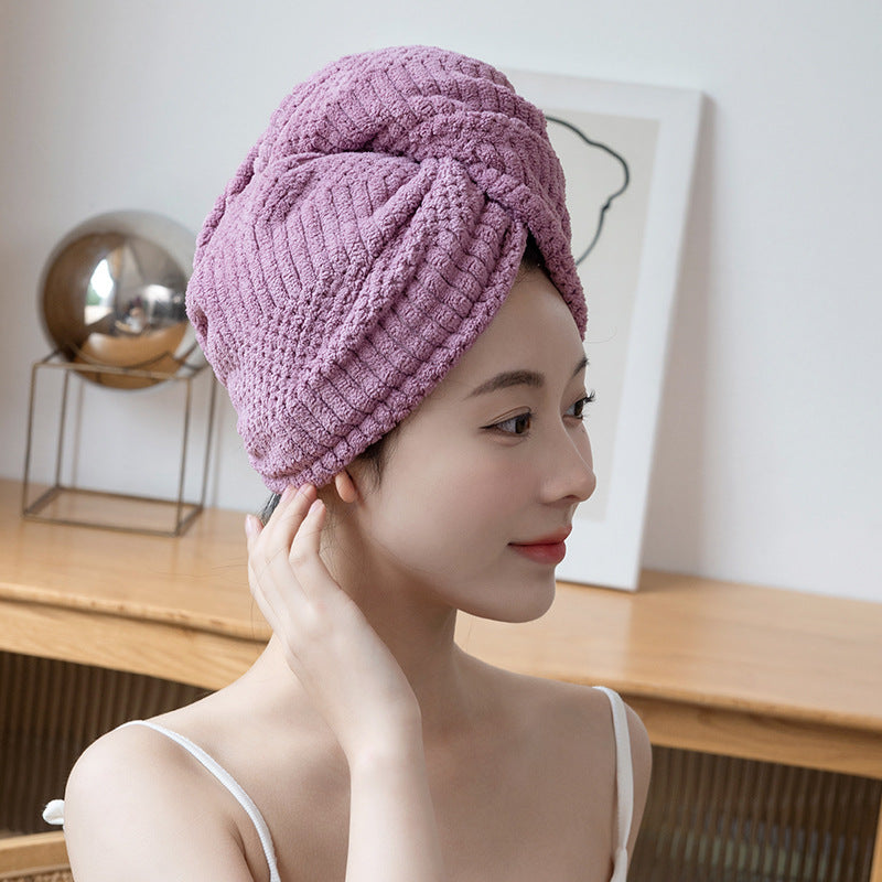 2026 New Auspicious Grid Water-Absorbing Dry Hair Cap | Fabric, Quick Drying, Curl Enhancing, Ideal for Household Use, Does Not Harm Hair
