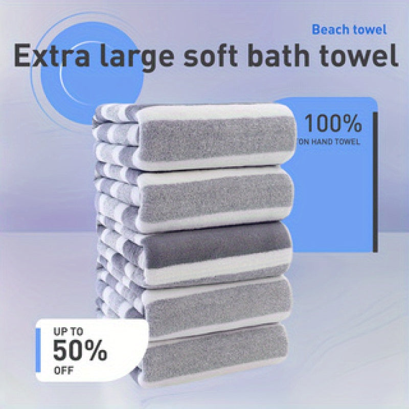 1 Large Oversized Bath Towel for Adults - Quick-Dry, Lightweight & Highly Absorbent Soft (Pink/Brown Striped) - Quick-Suction Spa, Pool, Gym, Travel Towel - Bulk Discount Coupon