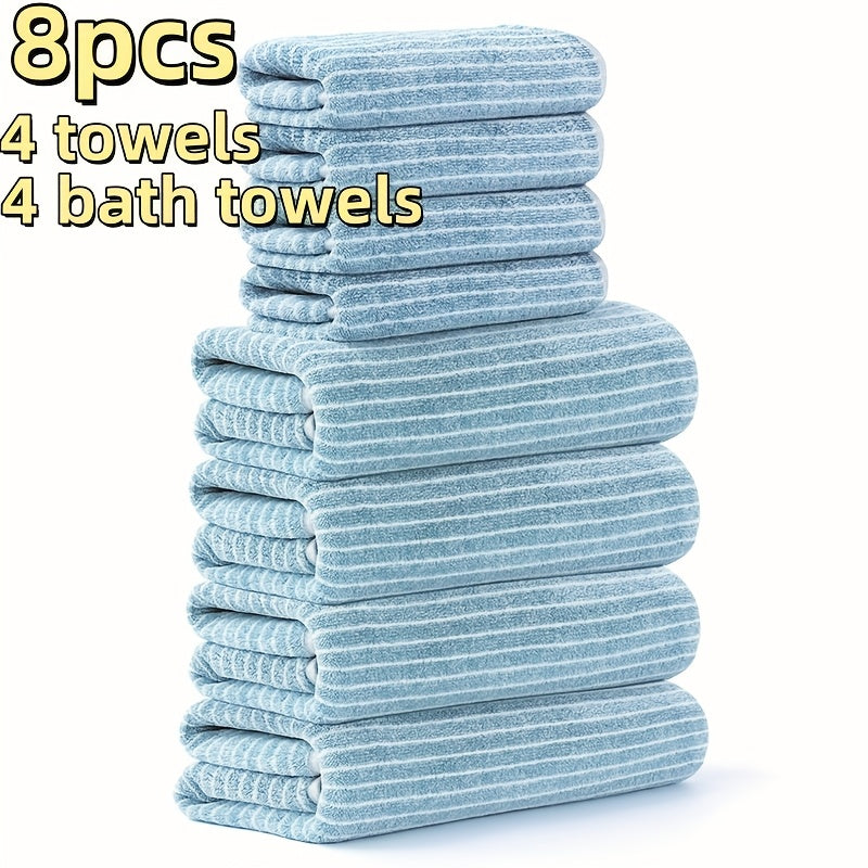 Camping Towels Set 8pcs Towel Set, 4 Towels 27 X 55 Inches, 4 Towels 13.7 X 29.5 Inches Quick-Drying, Microfiber Material Absorbent And Lightweight, Camping Towels Bathroom Set
