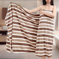 1 Large Oversized Bath Towel for Adults - Quick-Dry, Lightweight & Highly Absorbent Soft (Pink/Brown Striped) - Quick-Suction Spa, Pool, Gym, Travel Towel - Bulk Discount Coupon
