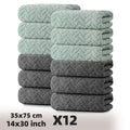 12 Pack Of Super Absorbent And Quick Drying Towels, Featuring Premium Wheat Ear Patterns That Absorb Water And Dry Quickly