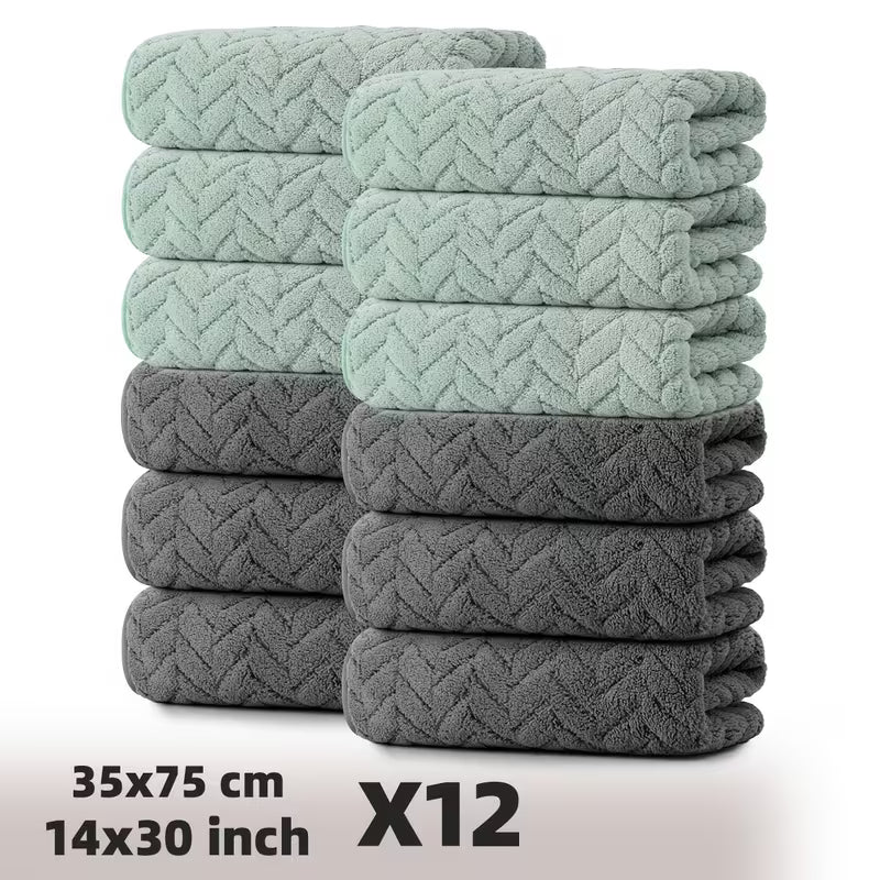12 Pack Of Super Absorbent And Quick Drying Towels, Featuring Premium Wheat Ear Patterns That Absorb Water And Dry Quickly