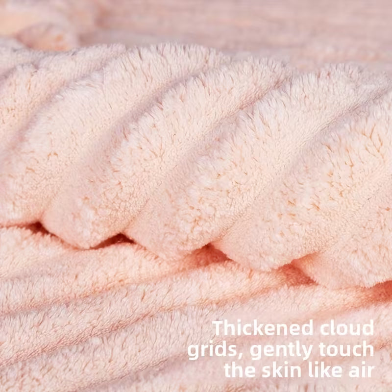 3pcs Thickened Candy Stripe Coral Fleece Hair Towels, Wavy Pattern Extra Large & Thick - Quick Dry, Ultra Soft Durable Hair Turban for Women, Suitable for Long and Short Hair