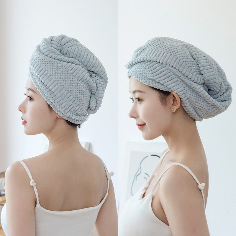 2026 New Auspicious Grid Water-Absorbing Dry Hair Cap | Fabric, Quick Drying, Curl Enhancing, Ideal for Household Use, Does Not Harm Hair