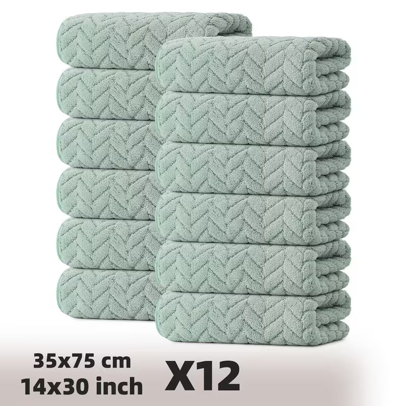 12 Pack Of Super Absorbent And Quick Drying Towels, Featuring Premium Wheat Ear Patterns That Absorb Water And Dry Quickly