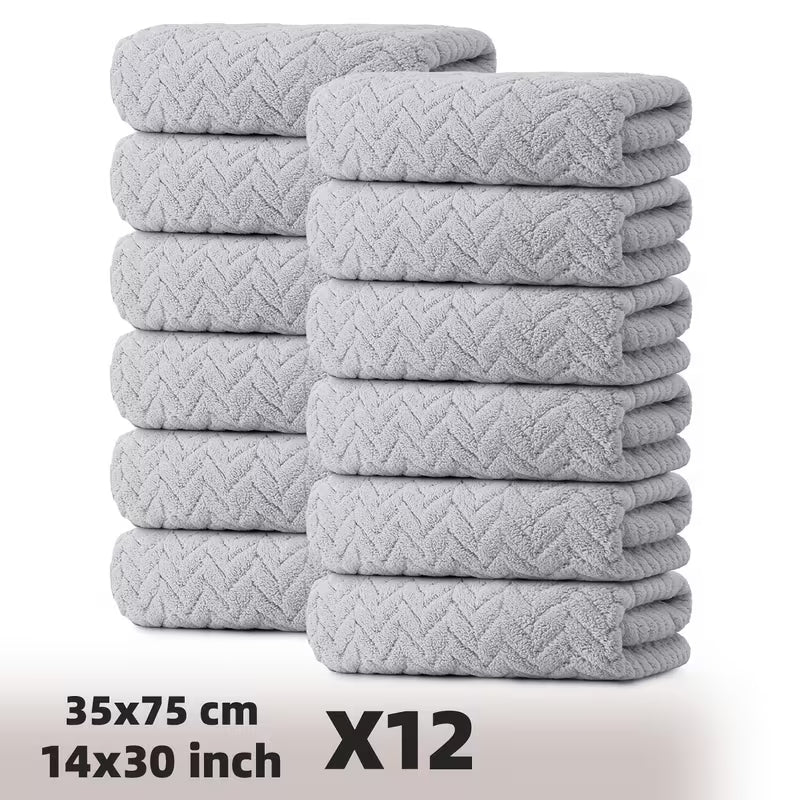 12 Pack Of Super Absorbent And Quick Drying Towels, Featuring Premium Wheat Ear Patterns That Absorb Water And Dry Quickly