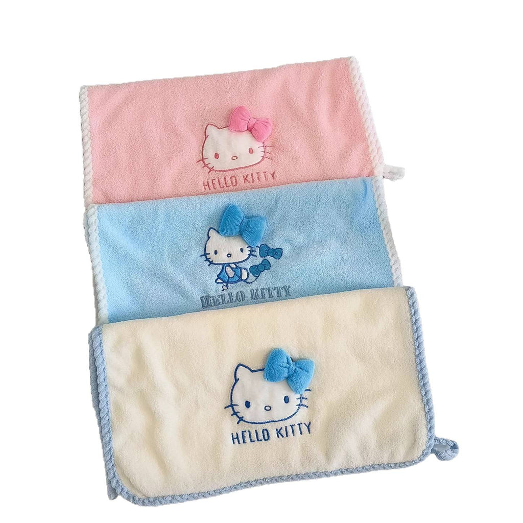 3pcs Sanrio Hello Kitty Bath Towel | Quick-Dry Thick Coral Towels with Hello Kitty Design, Cute Cartoon Theme, Contemporary Style, Fabric, 380 g\m², Suitable for Women and Adults, Wash Cloths