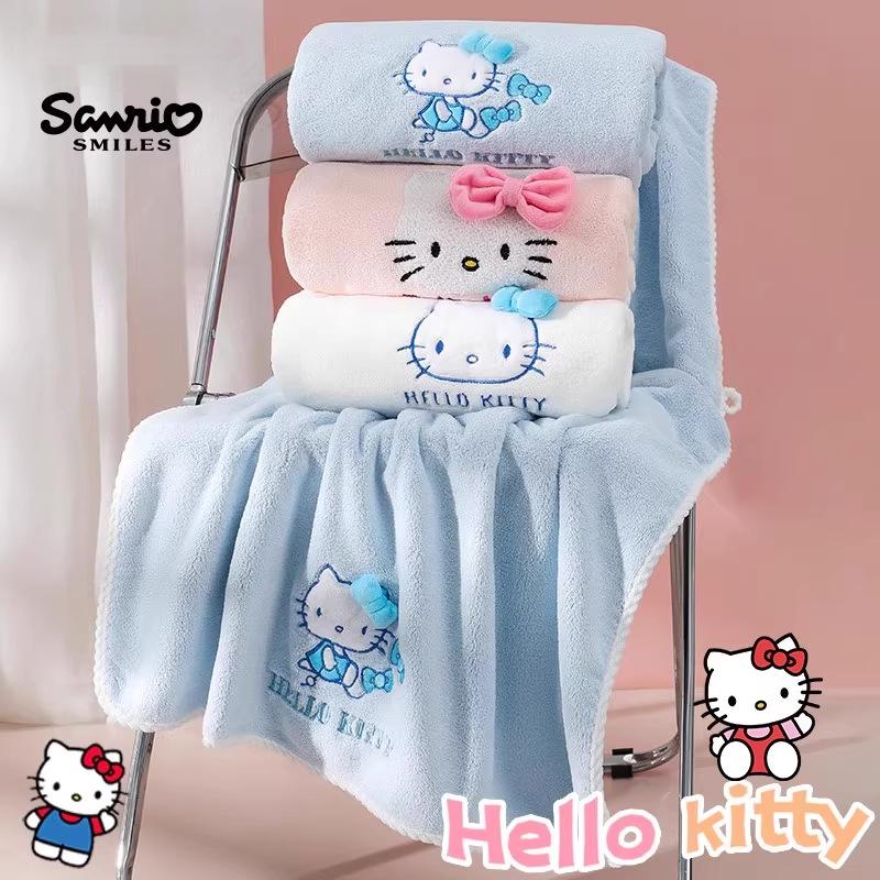 3pcs Sanrio Hello Kitty Bath Towel | Quick-Dry Thick Coral Towels with Hello Kitty Design, Cute Cartoon Theme, Contemporary Style, Fabric, 380 g\m², Suitable for Women and Adults, Wash Cloths